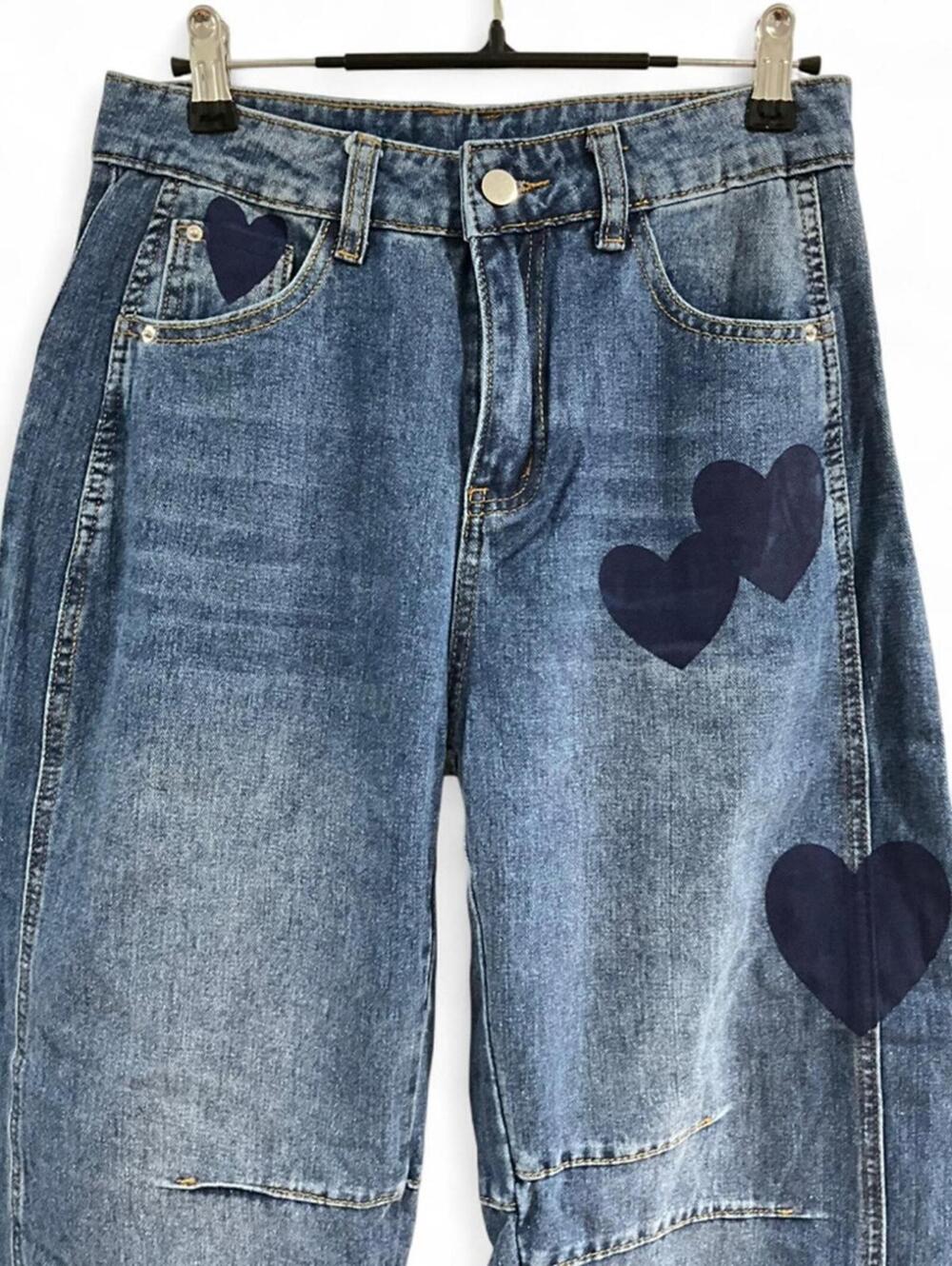 NWT BARREL Y2K | SZ S | Mid - High Rise Slouchy Ankle Cropped Denim Heart Jeans - Picture 7 of 9